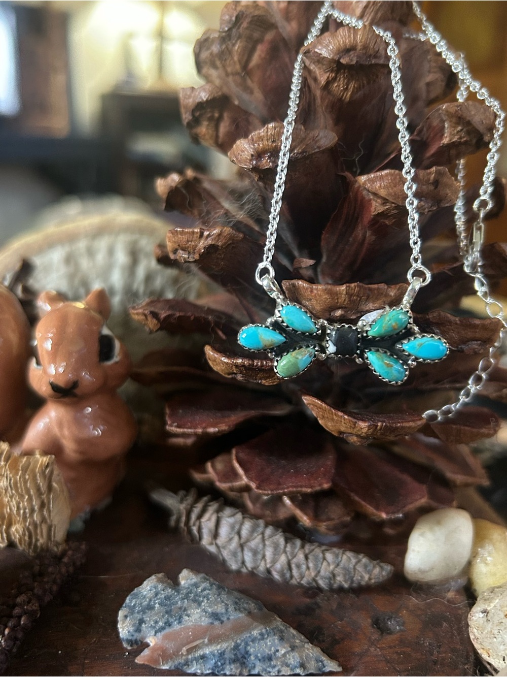 925 Sterling adorable turquoise bow necklace